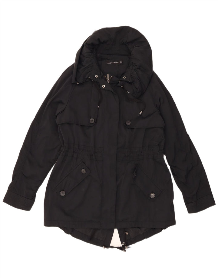 Damska kurtka typu parka oversize ZARA z kapturem UK 10, mała czarna