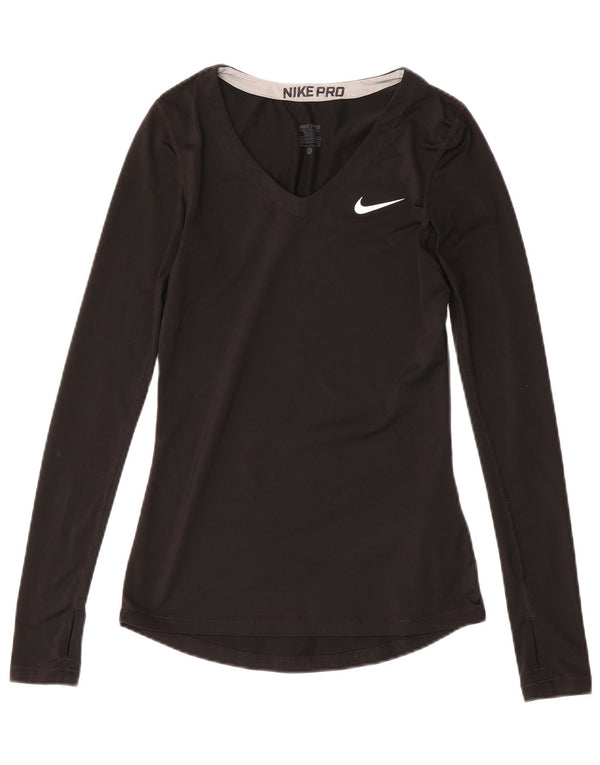 Damska koszulka Nike Dri Fit z długim rękawem, UK 8, mały, czarny poliester