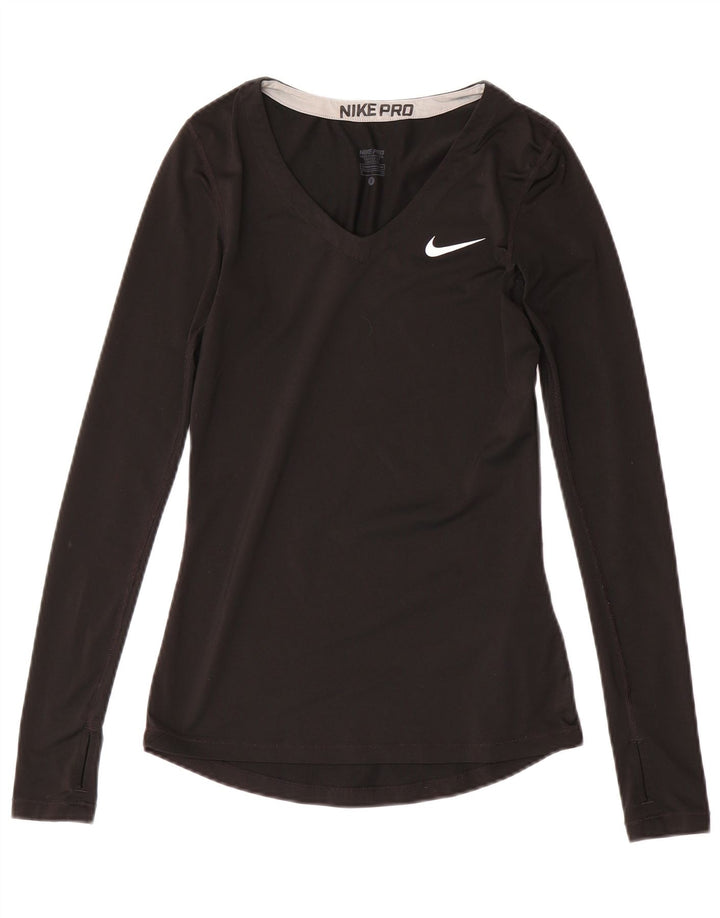 Damska koszulka Nike Dri Fit z długim rękawem, UK 8, mały, czarny poliester