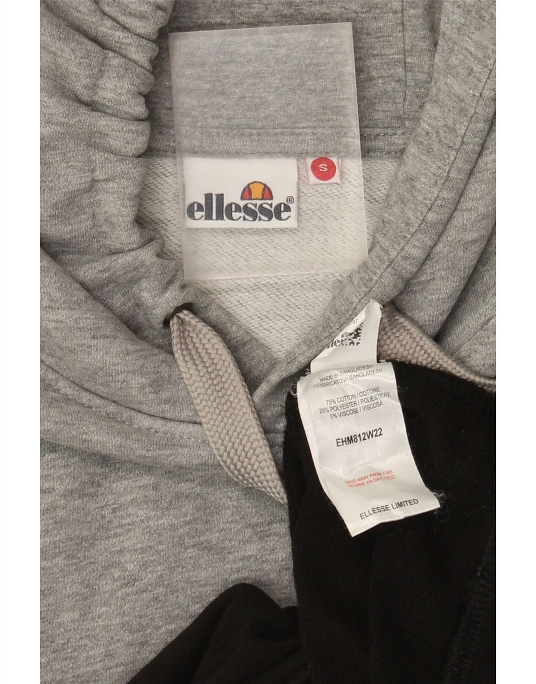 Męski sweter z kapturem Ellesse, mały, szary, bawełniany z blokami kolorów