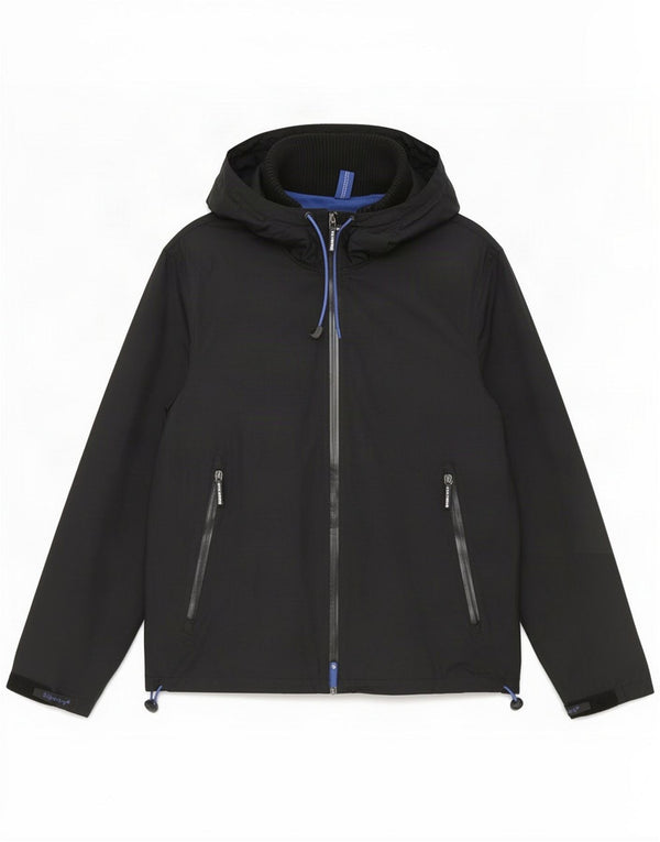 Superdry Męska kurtka przeciwdeszczowa z kapturem UK 46 3XL Czarny Nylon