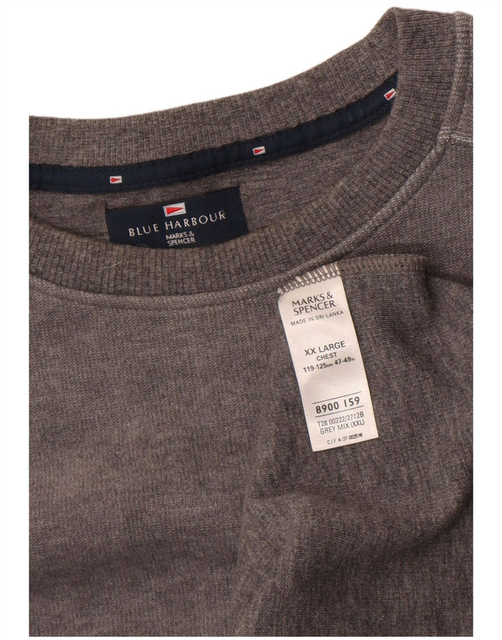 Marks & Spencer Męski niebieski top z długim rękawem 2XL w kolorze szarym, z blokami kolorów