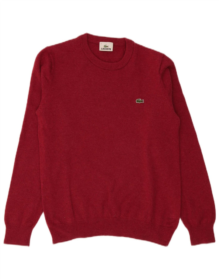 Lacoste Męski sweter z okrągłym dekoltem, rozmiar 3, mały, różowy, z dziewiczej wełny