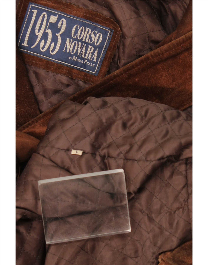Vintage męski zamszowy płaszcz UK 40, duża brązowa skóra