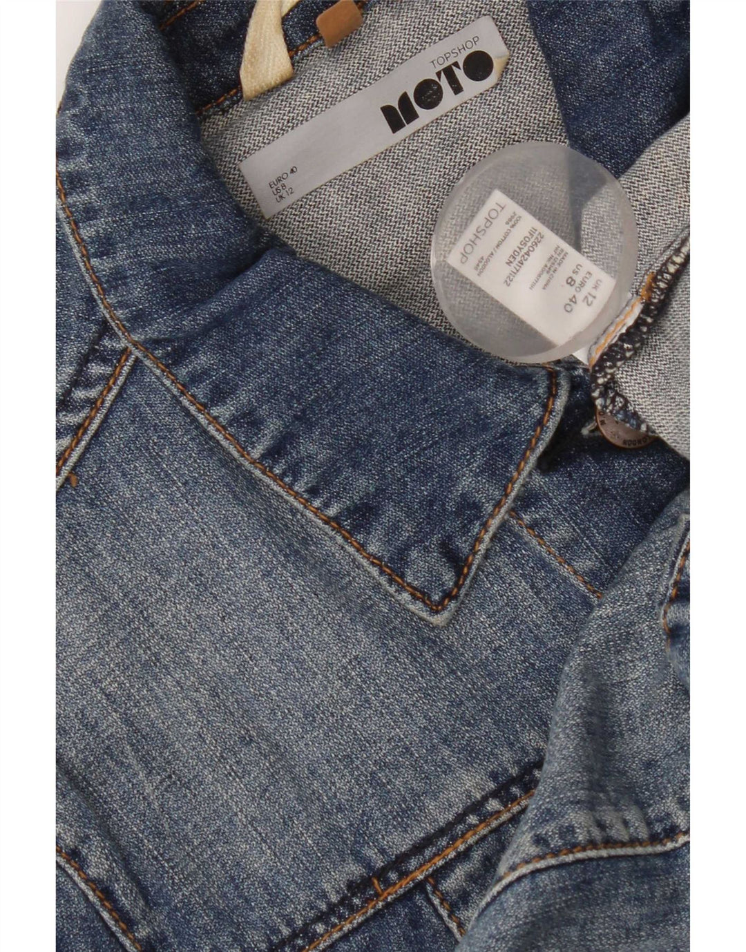 Damska kurtka jeansowa Topshop Crop UK 12, średnia niebieska, bawełniana