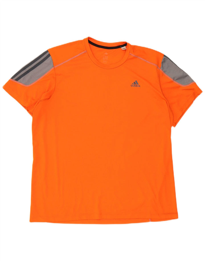 Męski T-shirt ADIDAS Climalite Top 2XL Pomarańczowy poliester z blokami kolorów