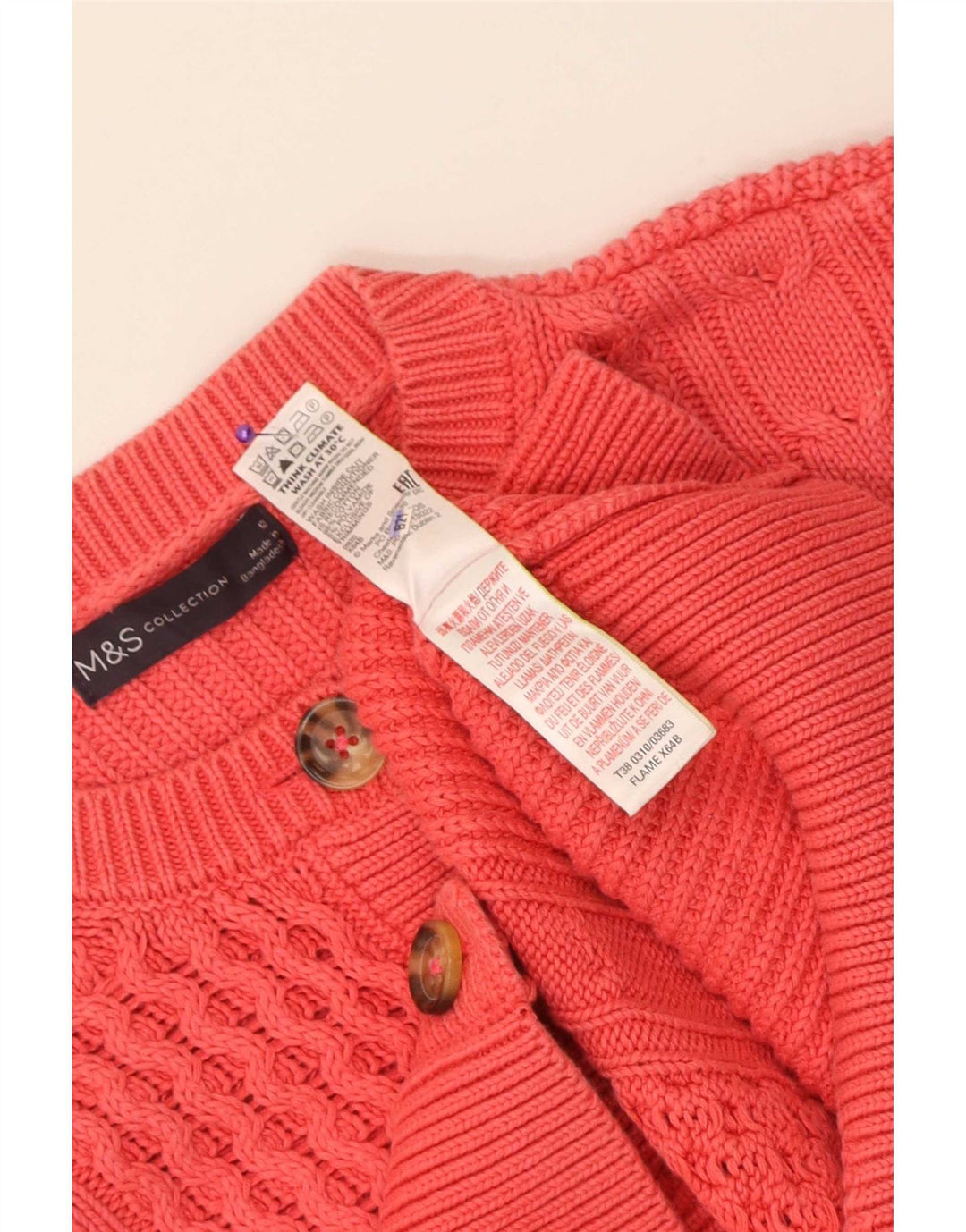 Marks & Spencer Damski sweter rozpinany UK 12, średni, różowy, bawełniany
