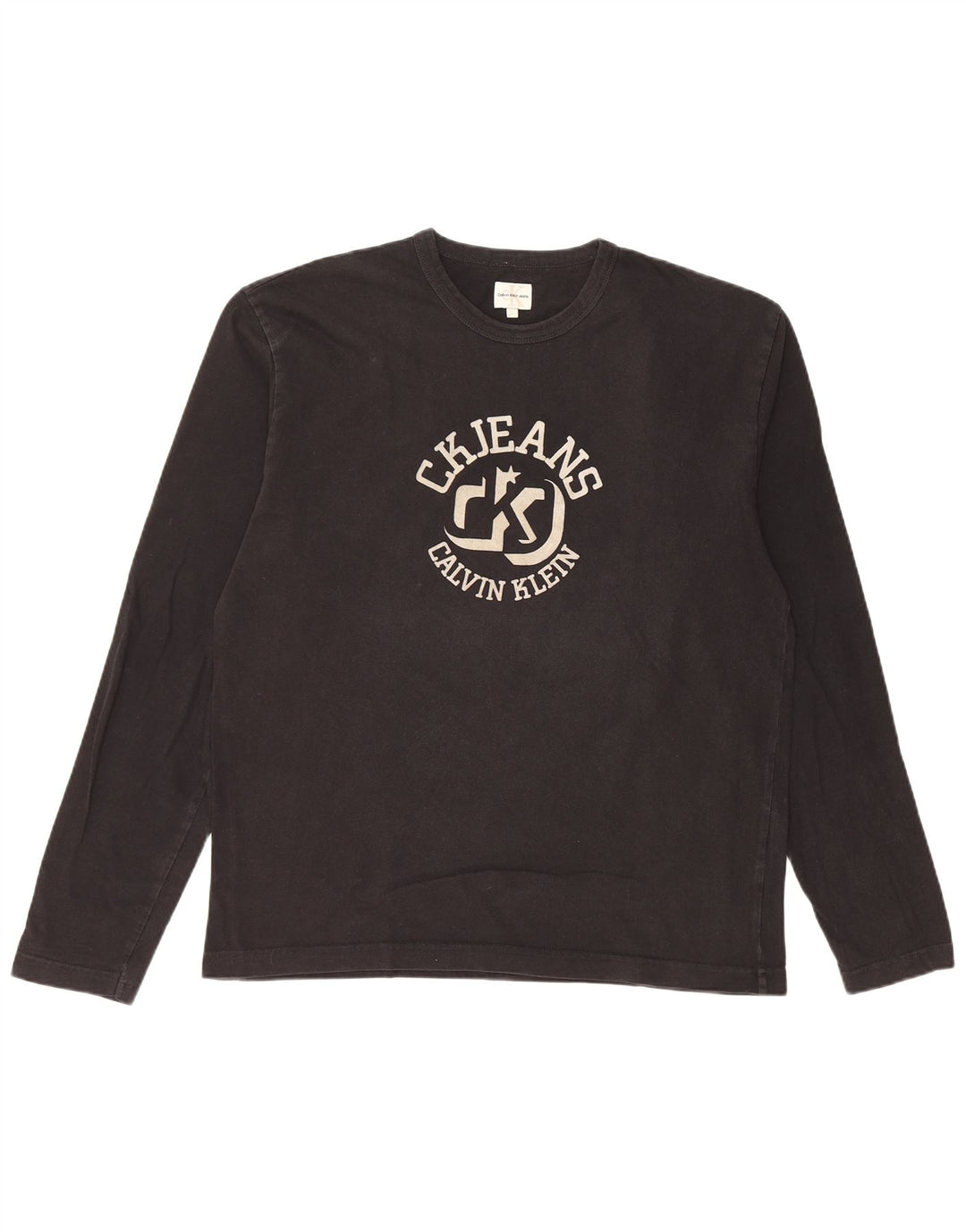 Męskie jeansy Calvin Klein z grafiką, długimi rękawami, duże, czarne, bawełniane