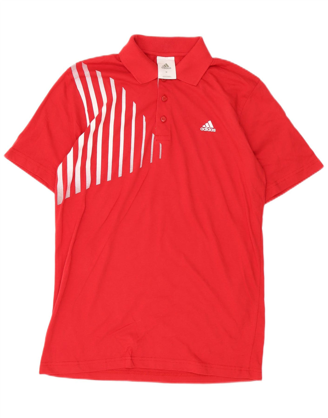 Męska koszulka polo Adidas, bawełniana, w średnie czerwone paski