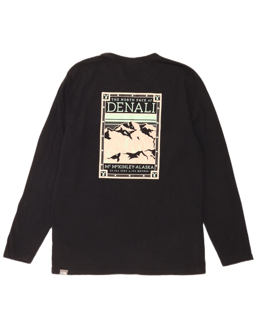 Męski top graficzny z długim rękawem The North Face, średniej wielkości, czarny, bawełniany