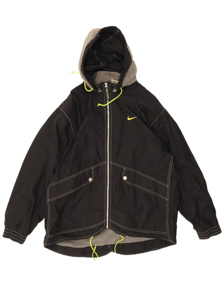 Damska kurtka wiatrówka z kapturem, oversize, Nike US 12/14, duży czarny nylon