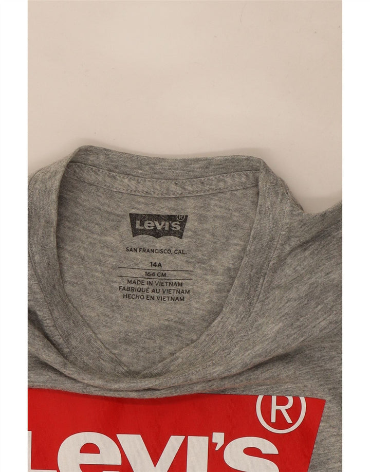 Chłopięcy T-shirt z grafiką Levi's 13-14 lat, szary, nakrapiany