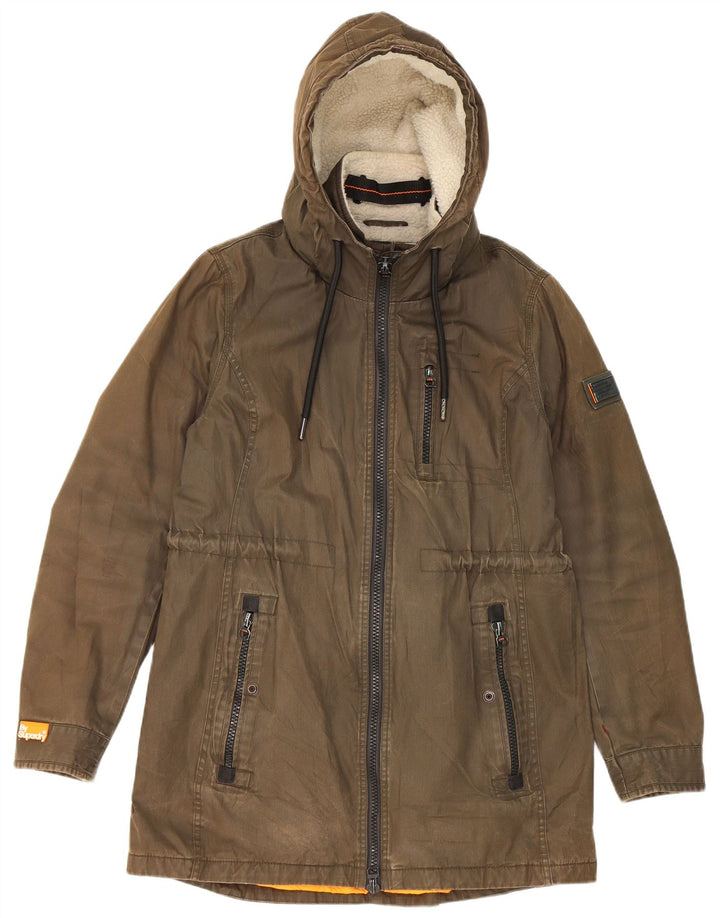Męska kurtka parka z kapturem Superdry UK 40, duża, poliester khaki