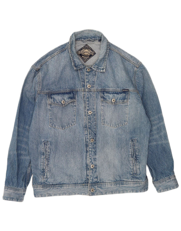 Męska kurtka dżinsowa Superdry UK 40, duża, niebieska, bawełniana