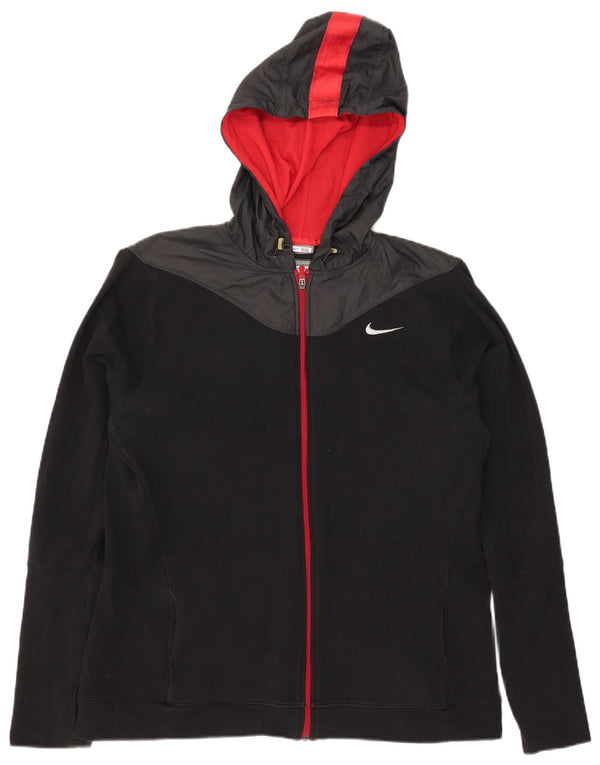 Damski sweter z kapturem i zamkiem Nike UK 20/22 2XL Czarna bawełna z blokami kolorów