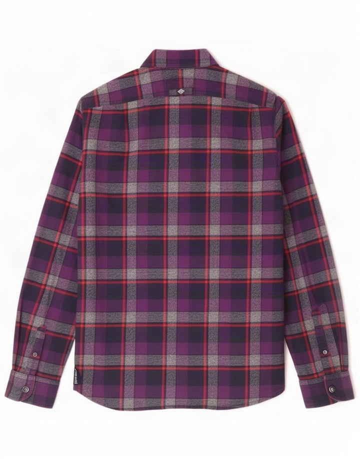 Męska koszula flanelowa Superdry, bawełniana w średnią fioletową kratkę