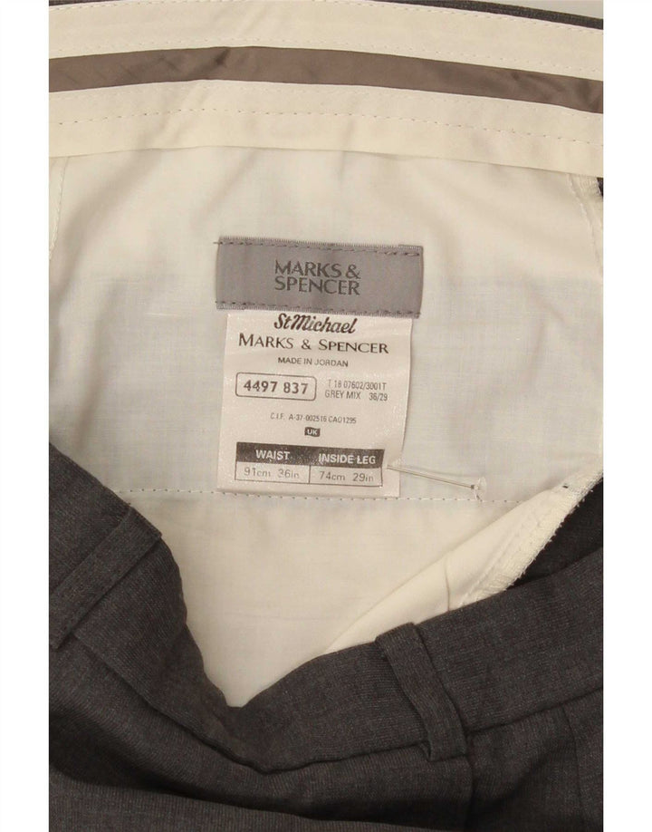 Marks & Spencer Męskie proste spodnie garniturowe W36 L29 Szary poliester