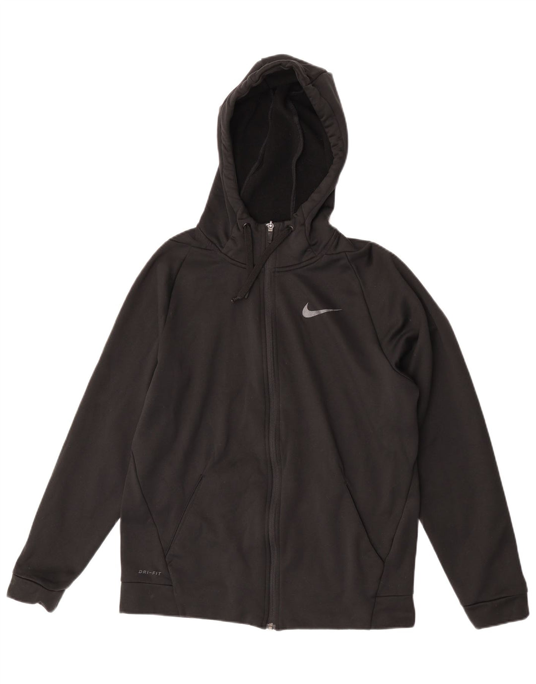 Męski sweter z kapturem i zamkiem błyskawicznym Nike Dri Fit, średni czarny poliester