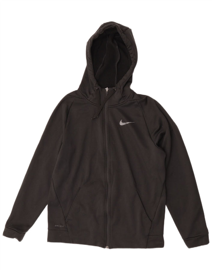 Męski sweter z kapturem i zamkiem błyskawicznym Nike Dri Fit, średni czarny poliester