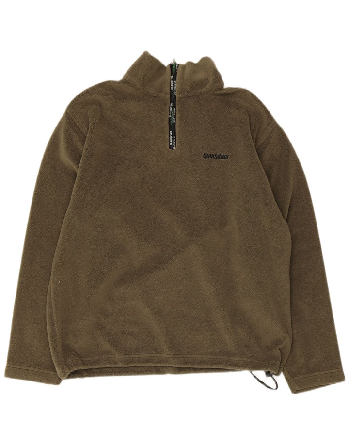 Męski sweter polarowy Quiksilver z zamkiem błyskawicznym, mały, khaki, poliester