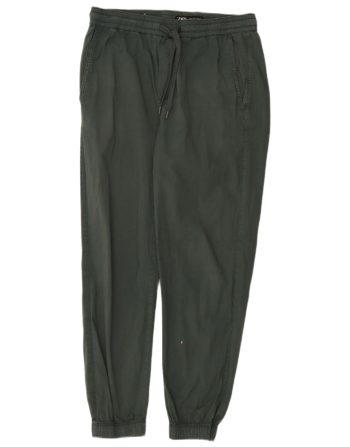 Damskie spodnie joggery Zara, średnie W28 L26, zielone bawełniane