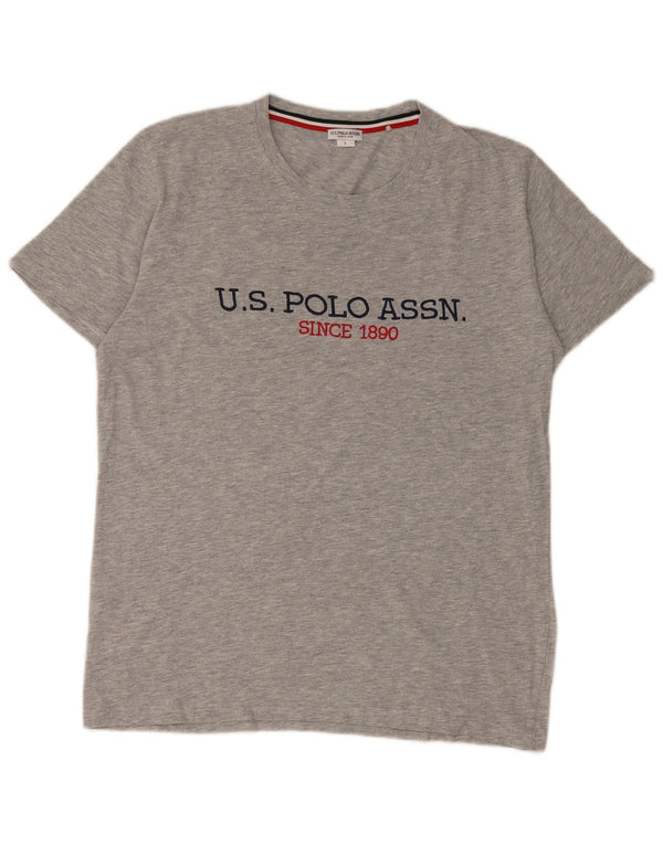 Męska koszulka z grafiką US Polo Assn, duża, szara, nakrapiana bawełna