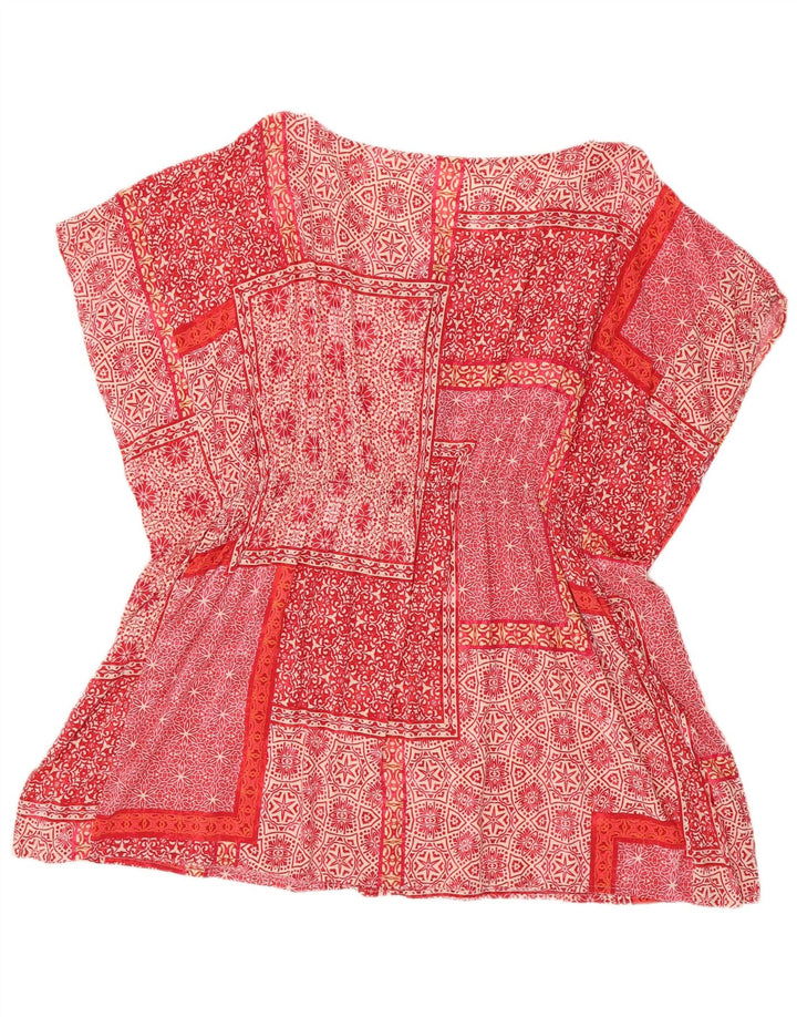 BENETTON Womens Tunic Top One Size Red Patchwork Viscose
