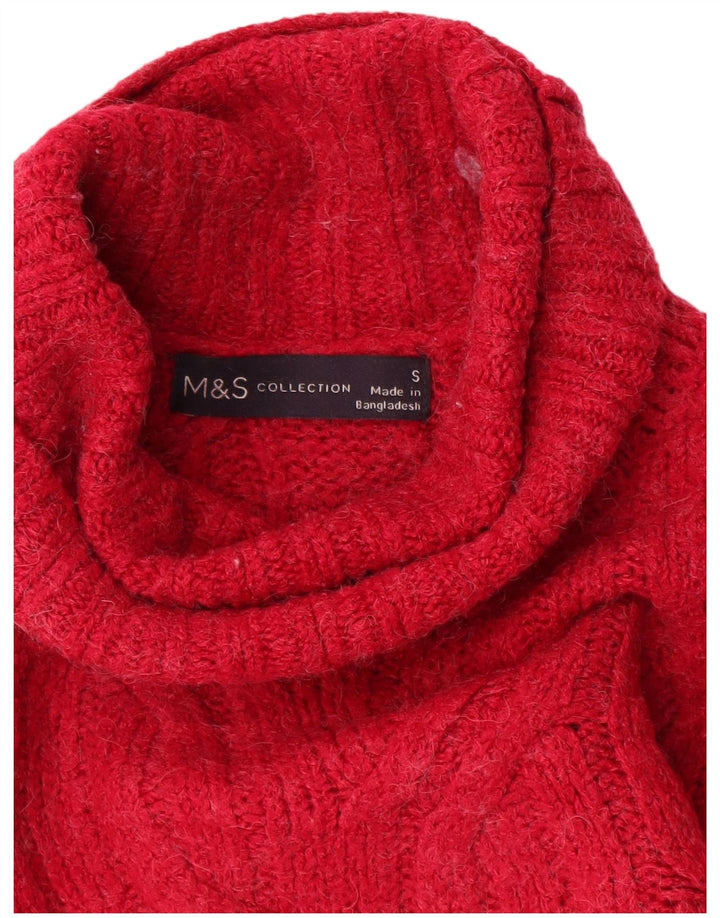 Marks & Spencer Damski sweter oversize z golfem, UK 10, mały, różowy