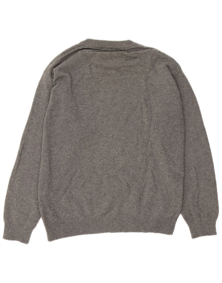 Marlboro Classics Męski sweter z okrągłym dekoltem, duży, szary, wełniany