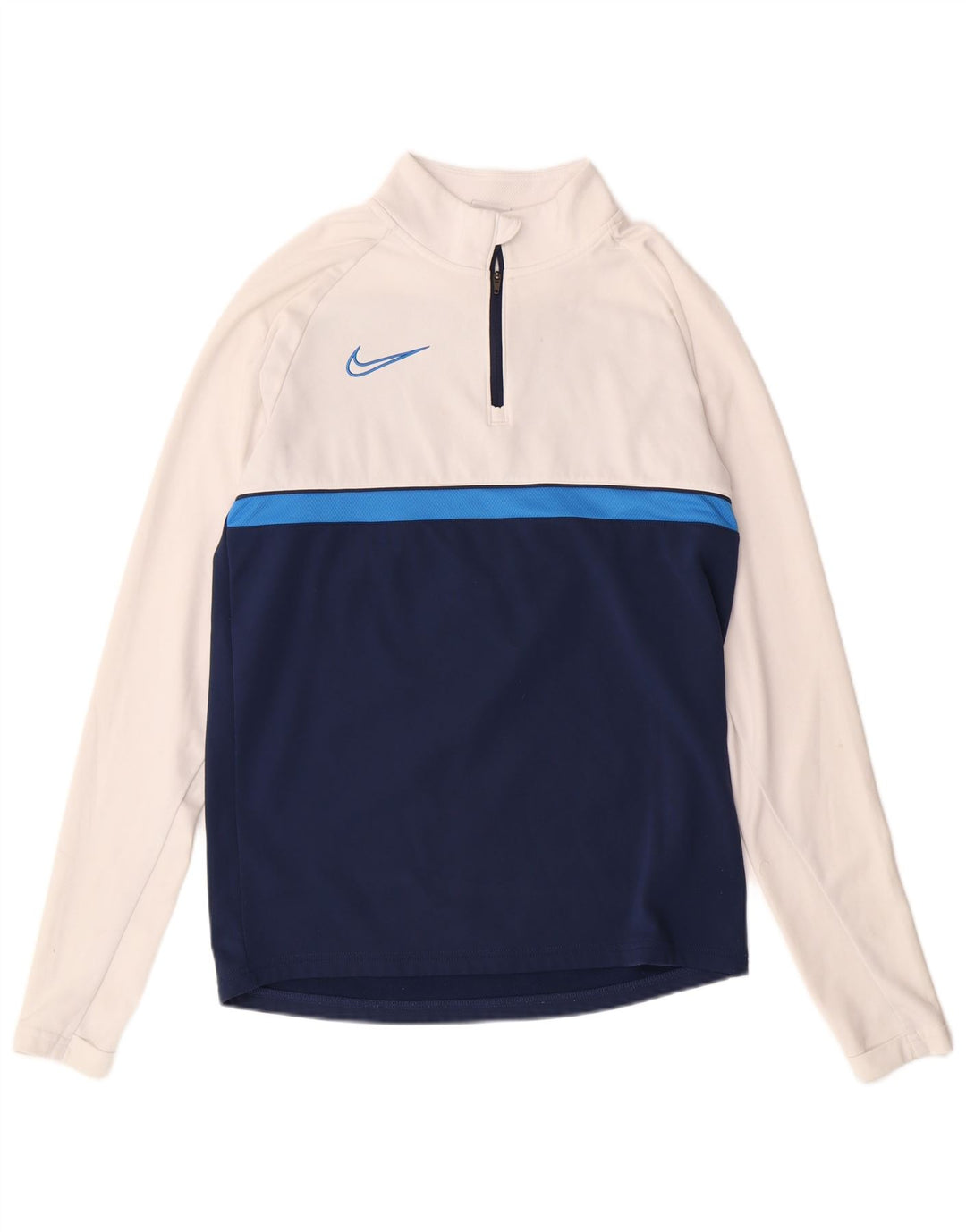 NIKE Mens Dri Fit Pullover Tracksuit Top Small Navy Blue Colourblock