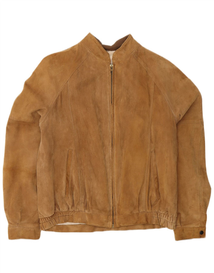Vintage męska zamszowa kurtka bomber IT 50 duża brązowa skóra