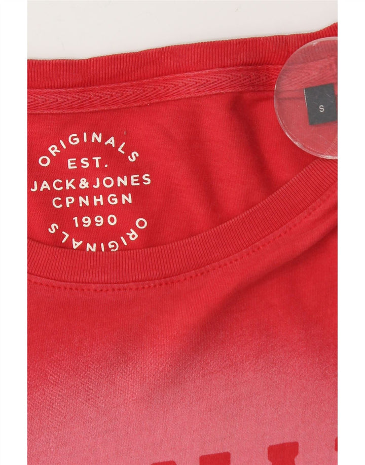 Męski T-shirt z grafiką Jack & Jones, mały, czerwony, bawełniany