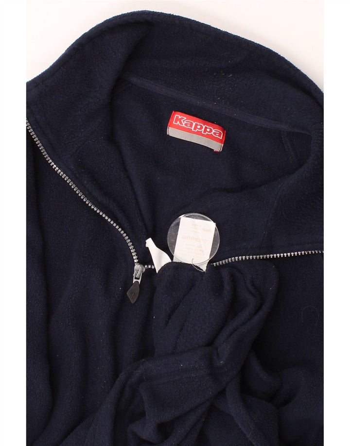 KAPPA Mens Zip Neck Fleece Jumper XL Navy Blue Polyester Vintage Kappa and Second-Hand Kappa from Messina Hembry 