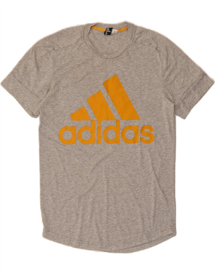 ADIDAS Womens Graphic T-Shirt Top UK 14 Large Grey Vintage Adidas and Second-Hand Adidas from Messina Hembry 