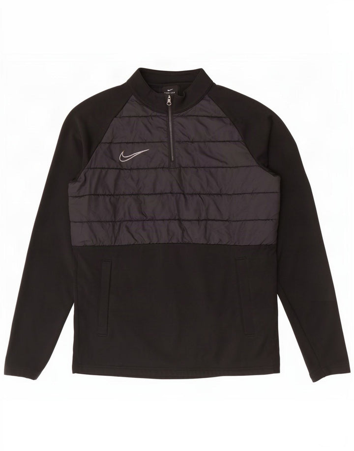 Męski dres Nike Dri Fit z zamkiem błyskawicznym na szyi, mały, czarny blok kolorów