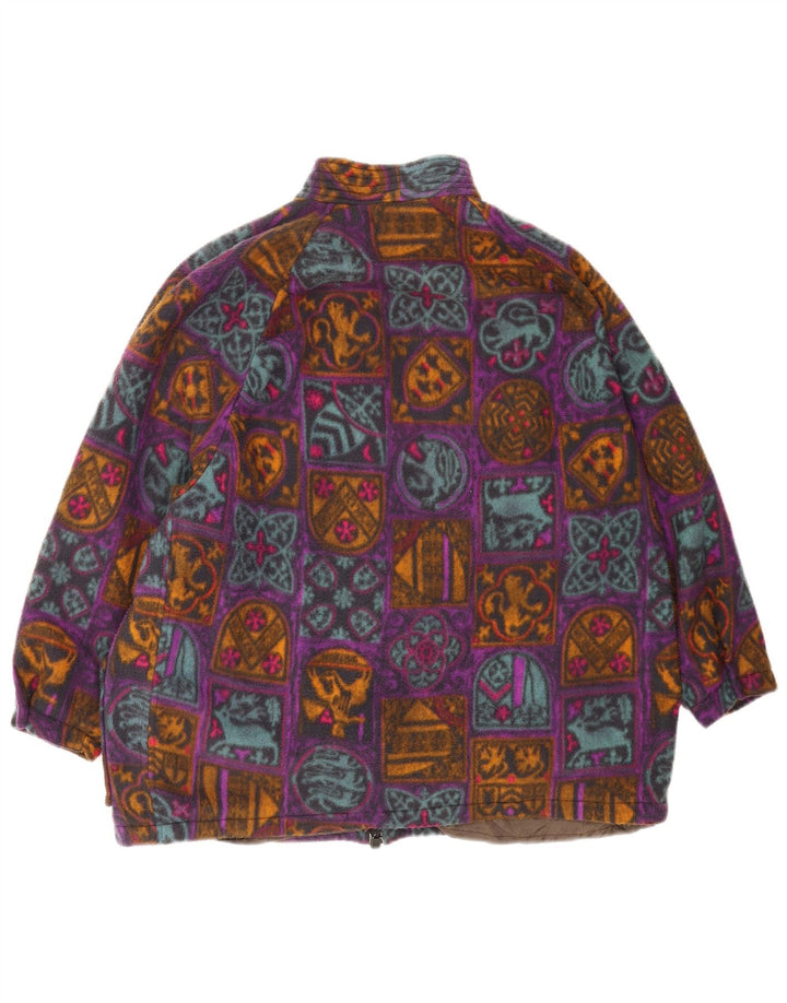 Vintage damska kurtka polarowa oversize UK 18 XL, wielokolorowa, geometryczna