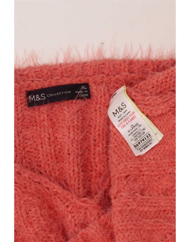Marks & Spencer Damski sweter z dekoltem w kształcie litery V, UK 18 XL, pomarańczowy poliester