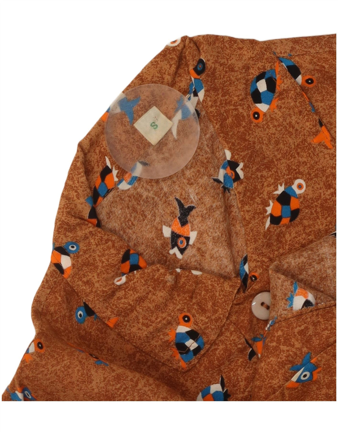 Vintage damska bluzka oversize z abstrakcyjnym wzorem UK 10 Small Brown