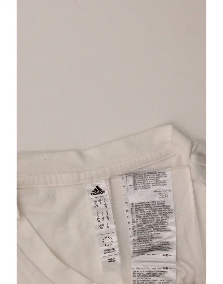 T-shirt damski ADIDAS Top UK 8/10, mały, biały, bawełniany