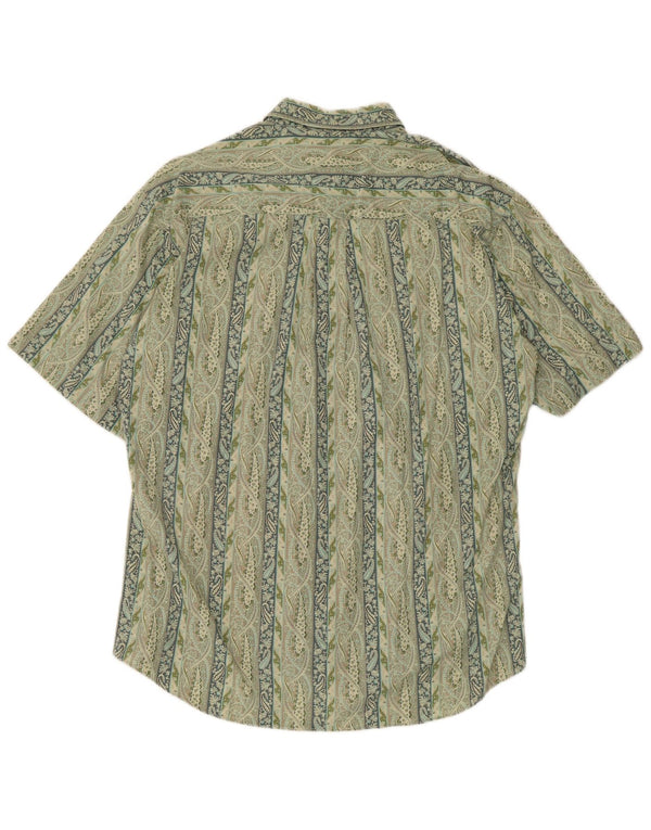 Koszula męska z krótkim rękawem w stylu vintage, rozmiar 39/40, średni zielony paisley