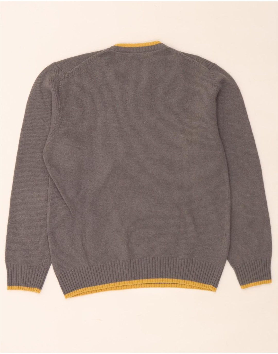 Męski sweter Sergio Tacchini z dekoltem w kształcie litery V, duży, szary, wełniany w paski