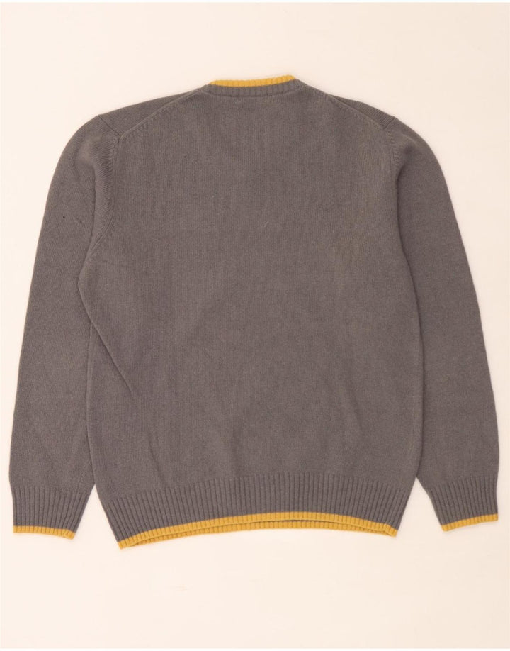 Męski sweter Sergio Tacchini z dekoltem w kształcie litery V, duży, szary, wełniany w paski
