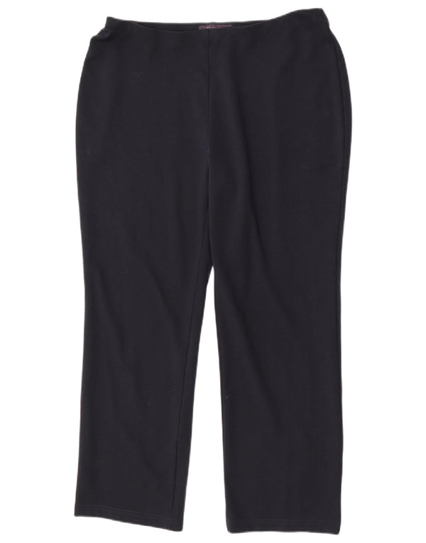 Marks & Spencer Womens Casual Trousers UK 14 Large W34 L27 Navy Blue