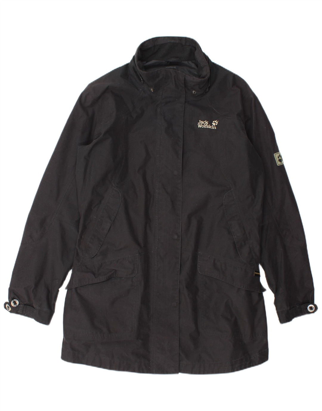 Damski płaszcz wiatrówka Jack Wolfskin UK 18/20 XL, czarny poliester