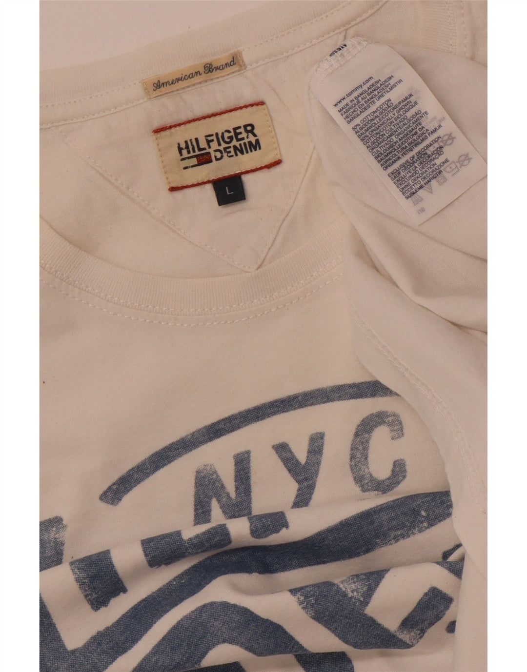 Damska koszulka z grafiką TOMMY HILFIGER Top UK 16, duża, biała bawełna