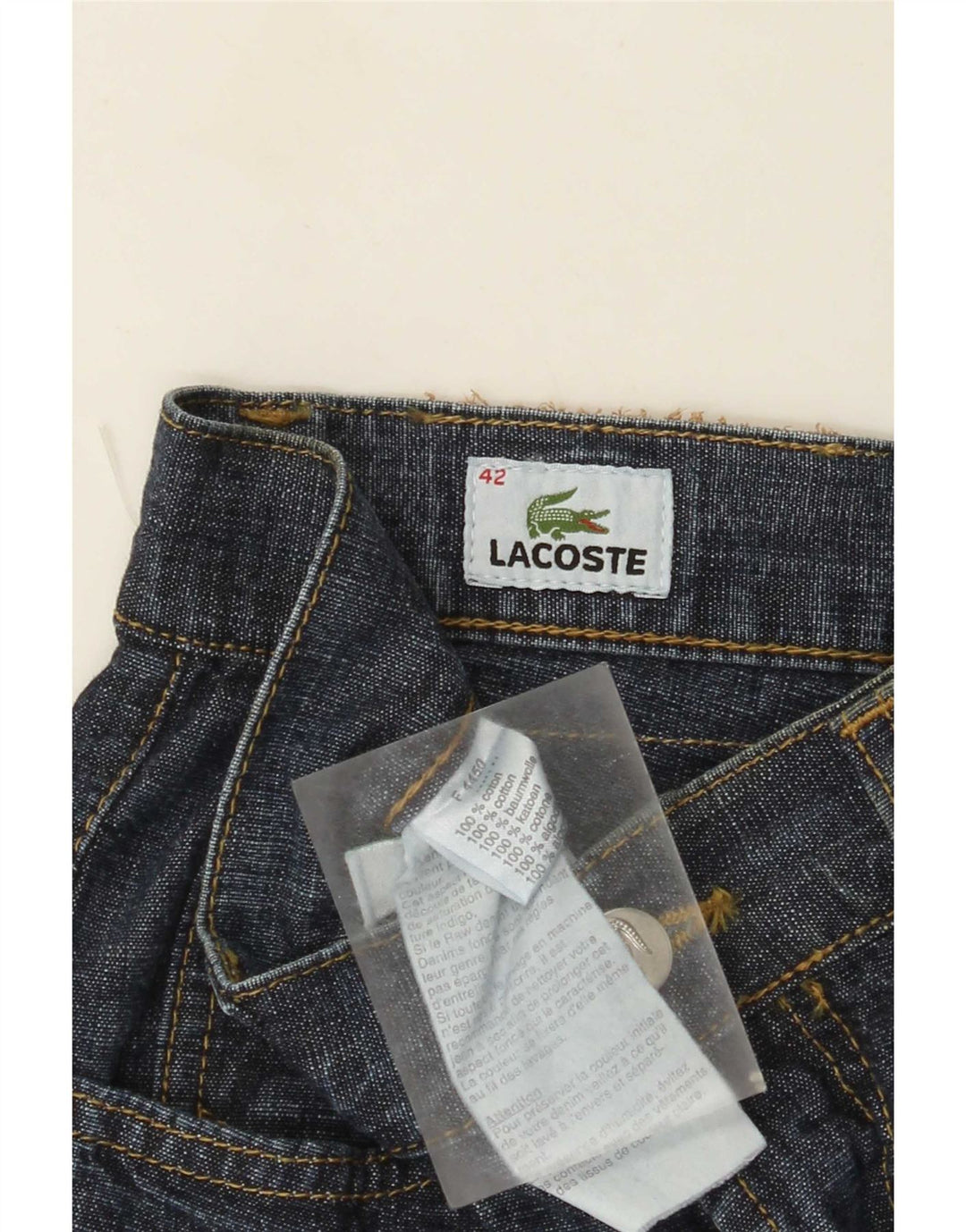 Lacoste Męskie proste dżinsy rozmiar 42 średnie W32 L28 granatowa bawełna