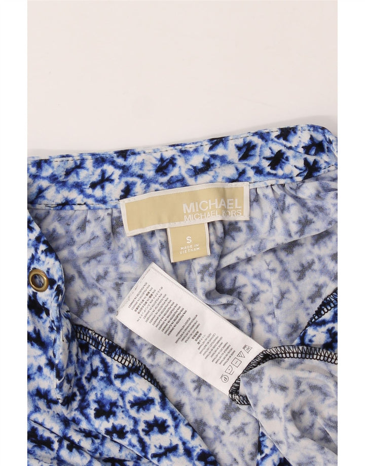 MICHAEL KORS Womens Oversized Abstract Pattern Blouse Top UK 10 Small Blue Vintage Michael Kors and Second-Hand Michael Kors from Messina Hembry 