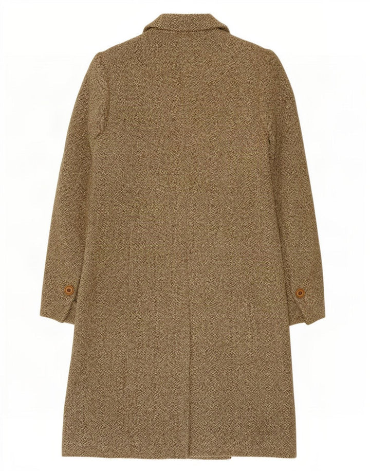 Dwurzędowy płaszcz damski w stylu vintage IT 48 XL Khaki z wełną nakrapianą