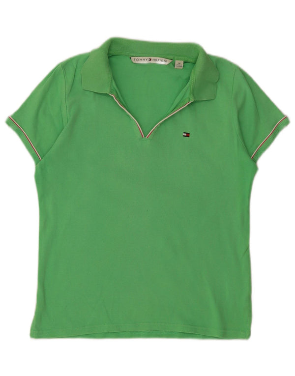 Damska koszulka polo Tommy Hilfiger UK 12, średnia, zielona bawełna