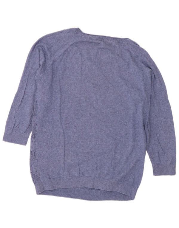 Fat Face Womens 3/4 Sleeve Boat Neck Jumper Sweater UK 12 Medium Blue